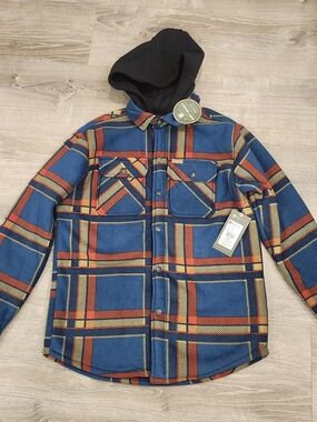 Size S Men, New With Tags Matix Dark Teal Plaid Jacket with Red & Yellow Checks